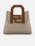 Bolso de mano color dorado piel para mujer con diseño geométrico