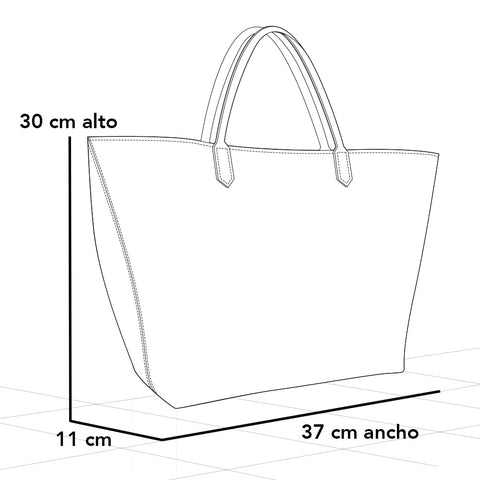 Tote azul piel ante para mujer con panel frontal perforado