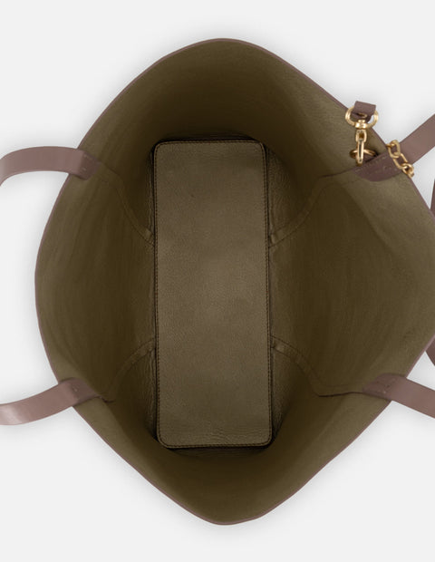 Tote nude piel ante para mujer con panel perforado