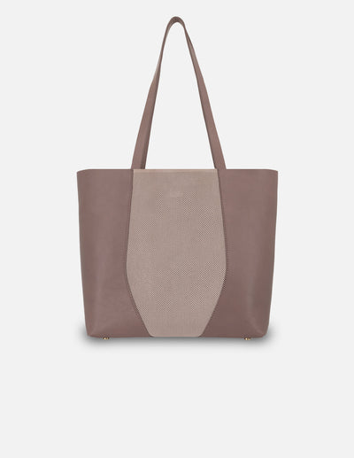 Tote nude piel ante para mujer con panel perforado