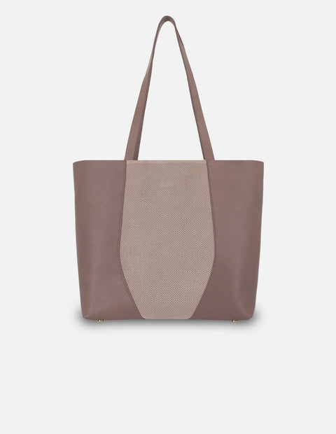 Tote nude piel ante para mujer con panel perforado