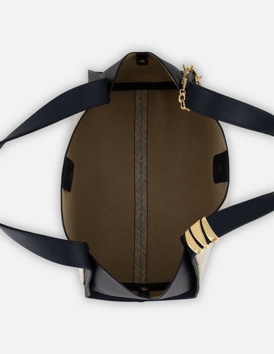 Bolso de hombro azul piel picada para mujer con grabado