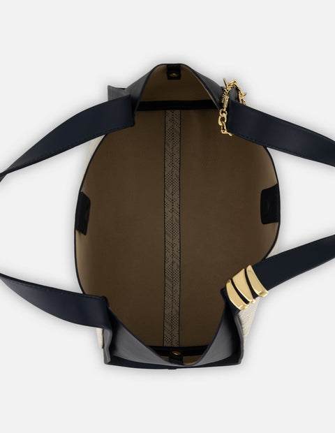 Bolso de hombro azul piel picada para mujer con grabado
