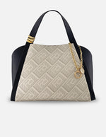 Bolso de hombro azul piel picada para mujer con grabado