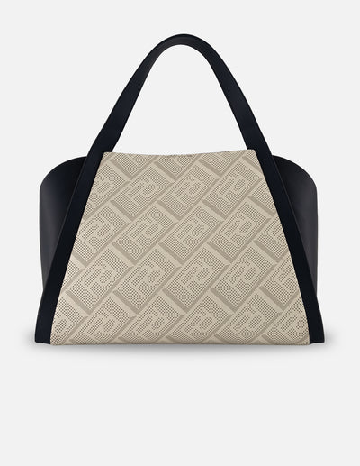 Bolso de hombro azul piel picada para mujer con grabado