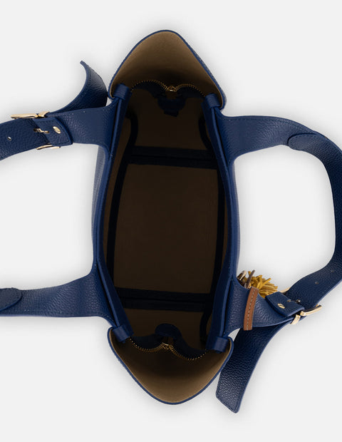 Bolso de hombro azul piel para mujer con cuero granulado
