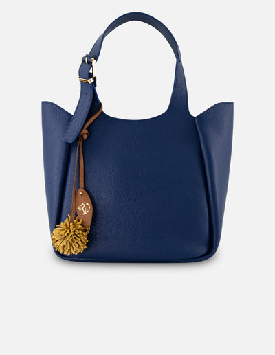 Bolso de hombro azul piel para mujer con cuero granulado