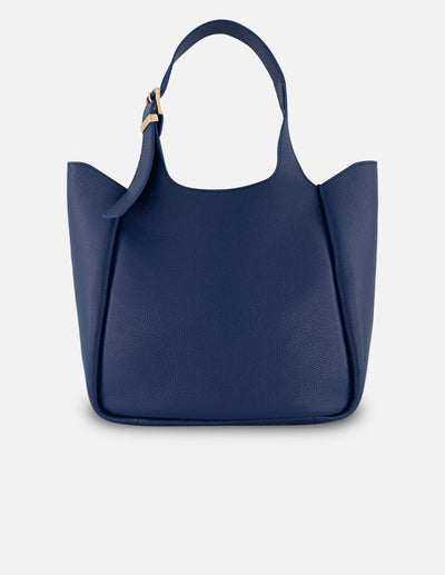 Bolso de hombro azul piel para mujer con cuero granulado