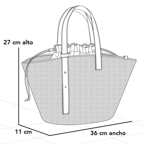 Bolso de hombro café en rafia para mujer con tejido tono beige