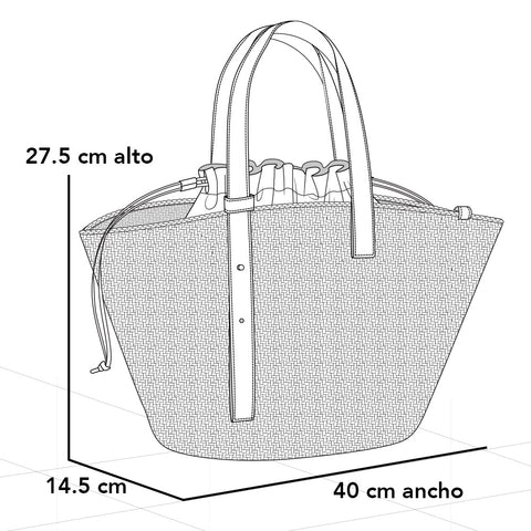Tote azul en rafia para mujer con panel frontal texturizado