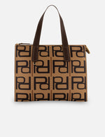 Bolso de hombro marrón piel para mujer con estampado Pd