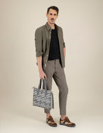 Bolso de hombro gris piel para mujer con estampado Pd