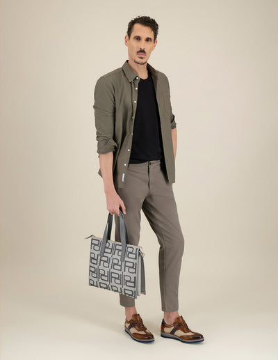 Bolso de hombro gris piel para mujer con estampado Pd