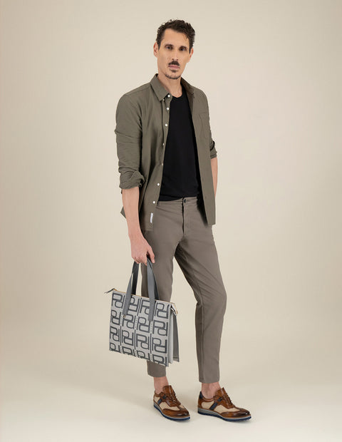 Bolso de hombro gris piel para mujer con estampado Pd