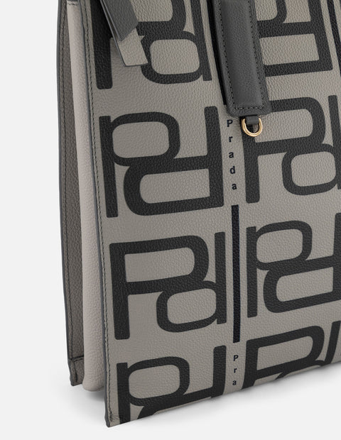 Bolso de hombro gris piel para mujer con estampado Pd