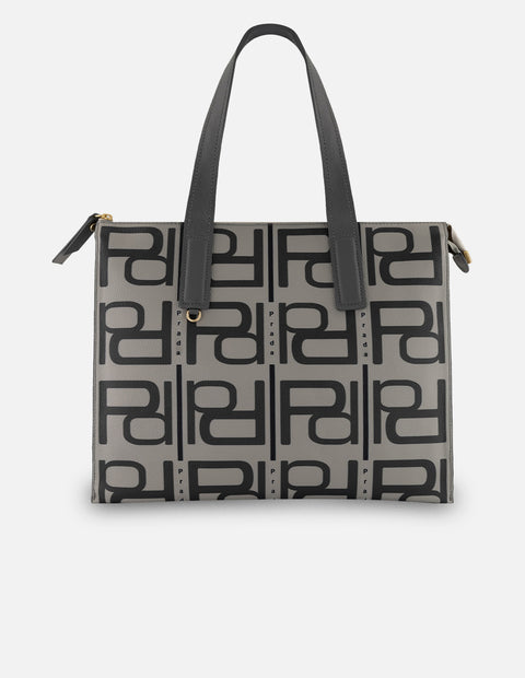 Bolso de hombro gris piel para mujer con estampado Pd