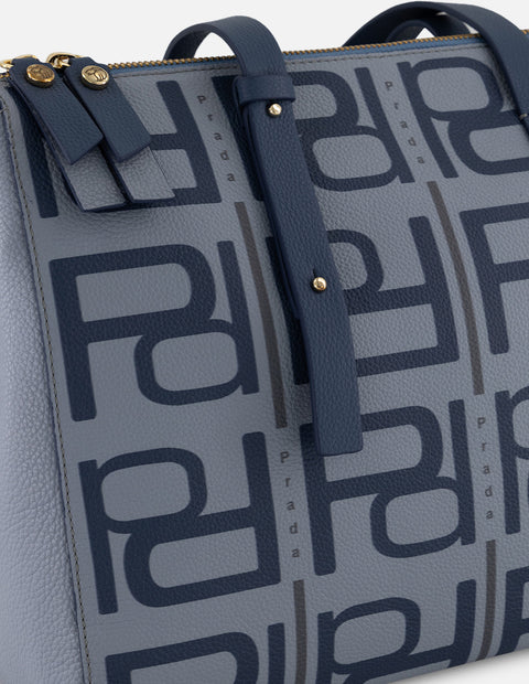 Bolso shopper celeste piel para mujer con estampado Pd