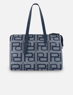 Bolso shopper celeste piel para mujer con estampado Pd