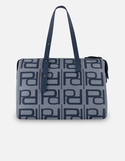 Bolso shopper celeste piel para mujer con estampado Pd