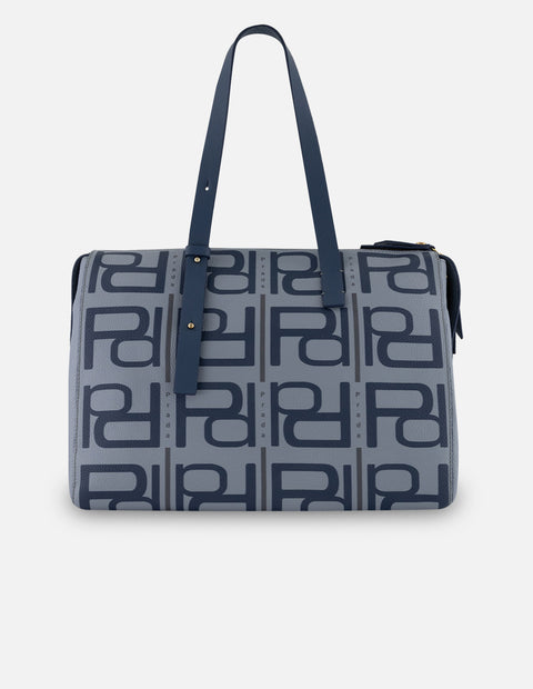 Bolso shopper celeste piel para mujer con estampado Pd