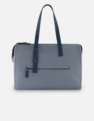 Bolso shopper celeste piel para mujer con estampado Pd