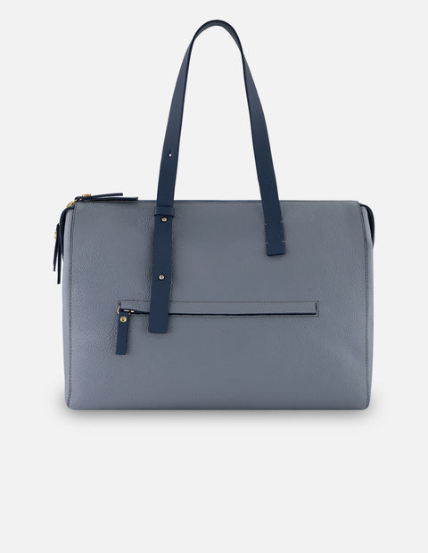 Bolso shopper celeste piel para mujer con estampado Pd