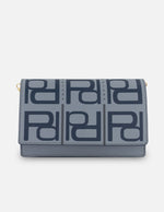 Bolso satchel celeste piel para mujer con solapa Pd