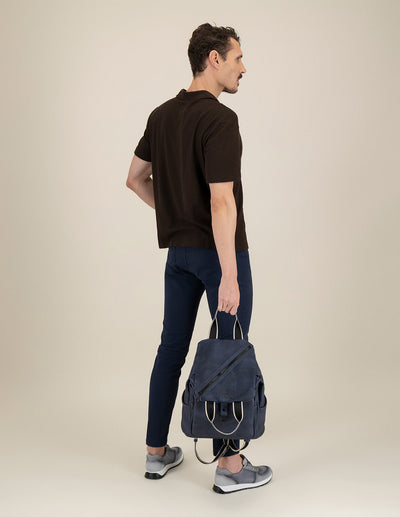 Bandolera azul para hombre con logo Pd grande