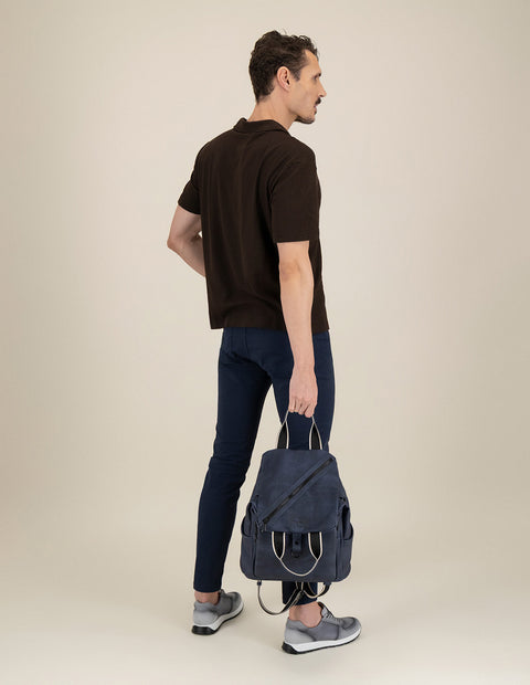 Bandolera azul para hombre con logo Pd grande