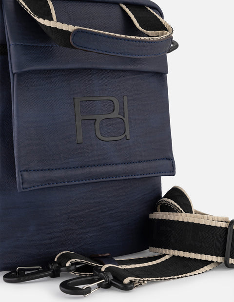 Bandolera azul para hombre con logo Pd grande