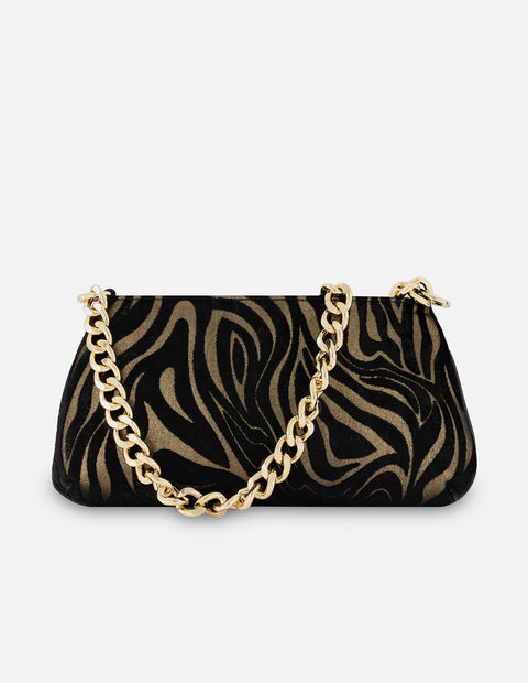 Clutch color dorado ante para mujer con acabado aterciopelado