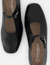 Balerinas negro piel para mujer con tira ajustable