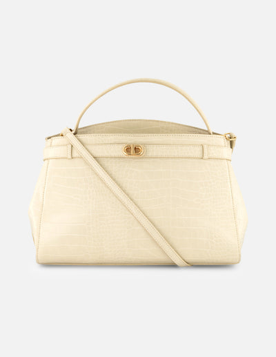 Bolso de mano blanco vegano para mujer con piel tipo coco