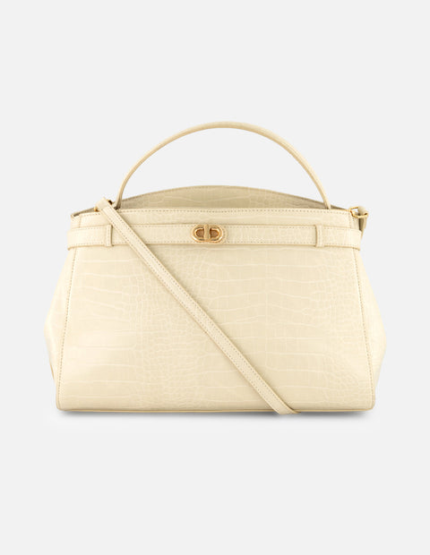 Bolso de mano blanco vegano para mujer con piel tipo coco