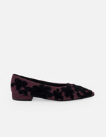 Flats vino ante para mujer con flores bordadas