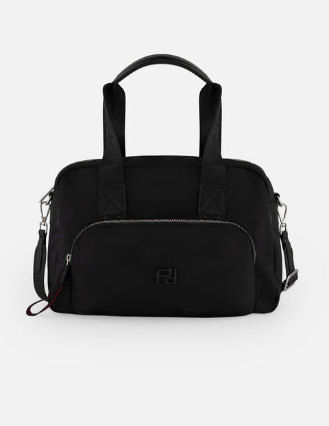 Bolso Bowling negro nylon para mujer con 3 compartimentos