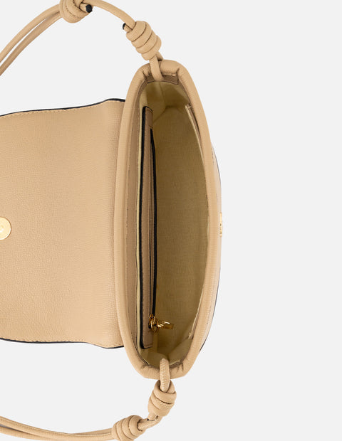 Bolso de hombro beige vegano para mujer con asa ajustable