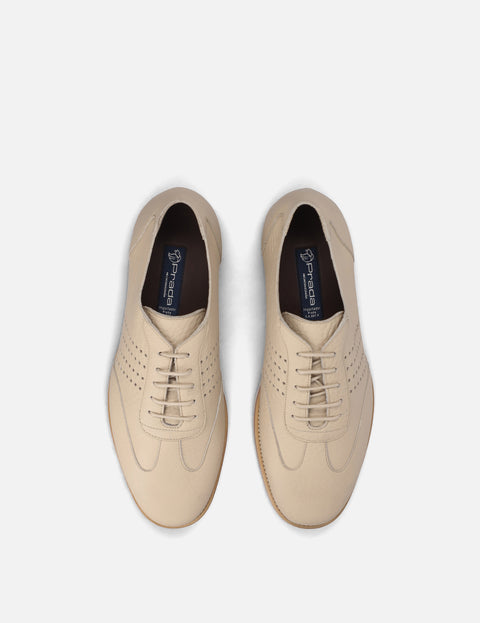 Oxford deportivo en piel bombeada color hueso