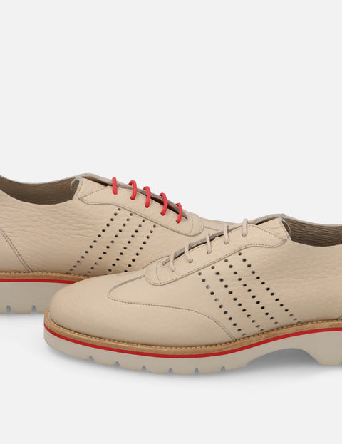 Oxford deportivo en piel bombeada color hueso