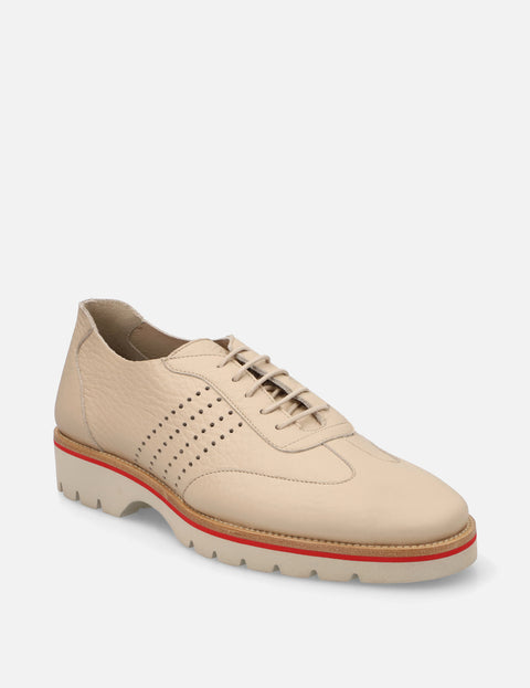Oxford deportivo en piel bombeada color hueso