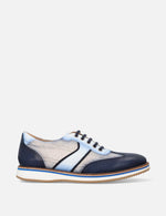 Oxford deportivo en piel y lino color marino