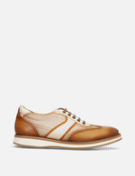 Oxford deportivo en piel y lino color cuero