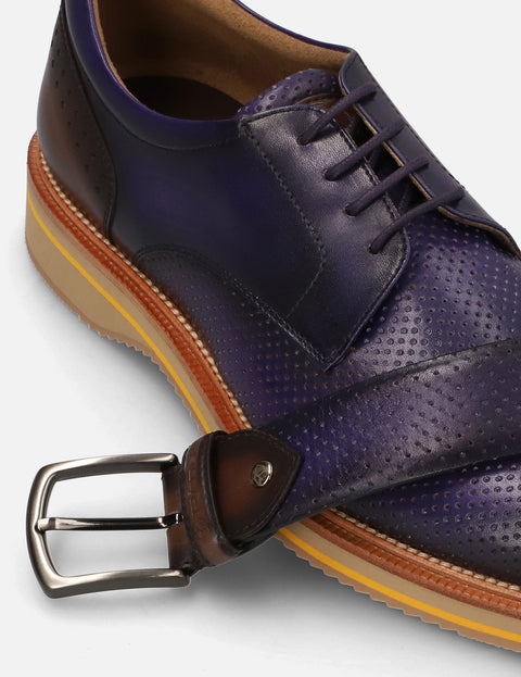 Blucher en piel picado luigi color morado
