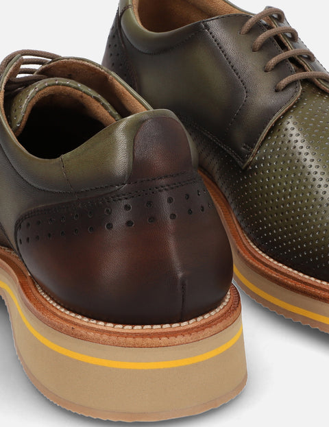 Blucher en piel picado luigi color verde