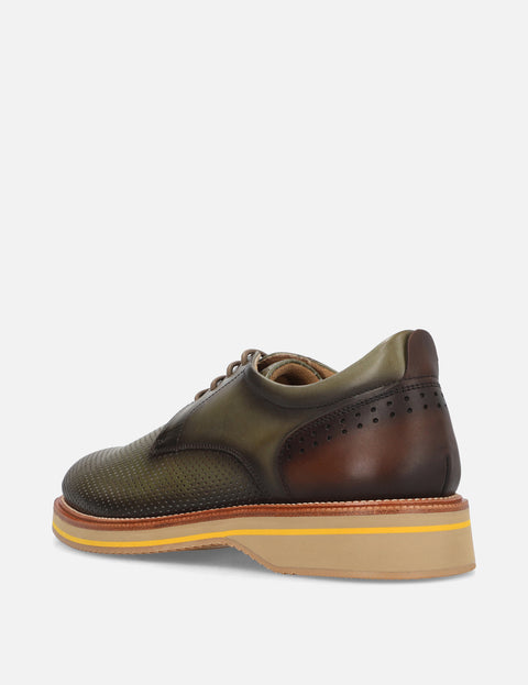 Blucher en piel picado luigi color verde