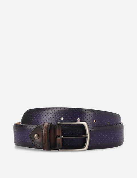 Cinturón en piel picado luigi color morado