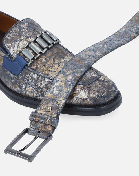 Zapato mocasín de ante estampado para hombre