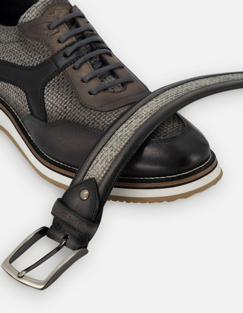 Oxford deportivo en textil y piel color gris para hombre