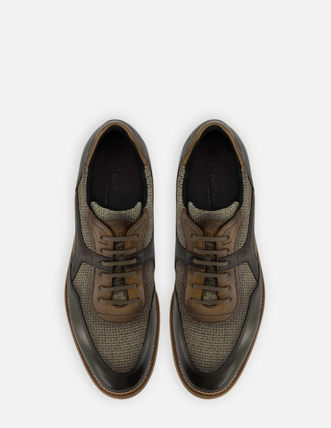 Oxford deportivo en textil y piel color verde para hombre