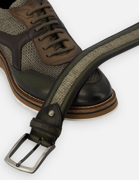 Oxford deportivo en textil y piel color verde para hombre